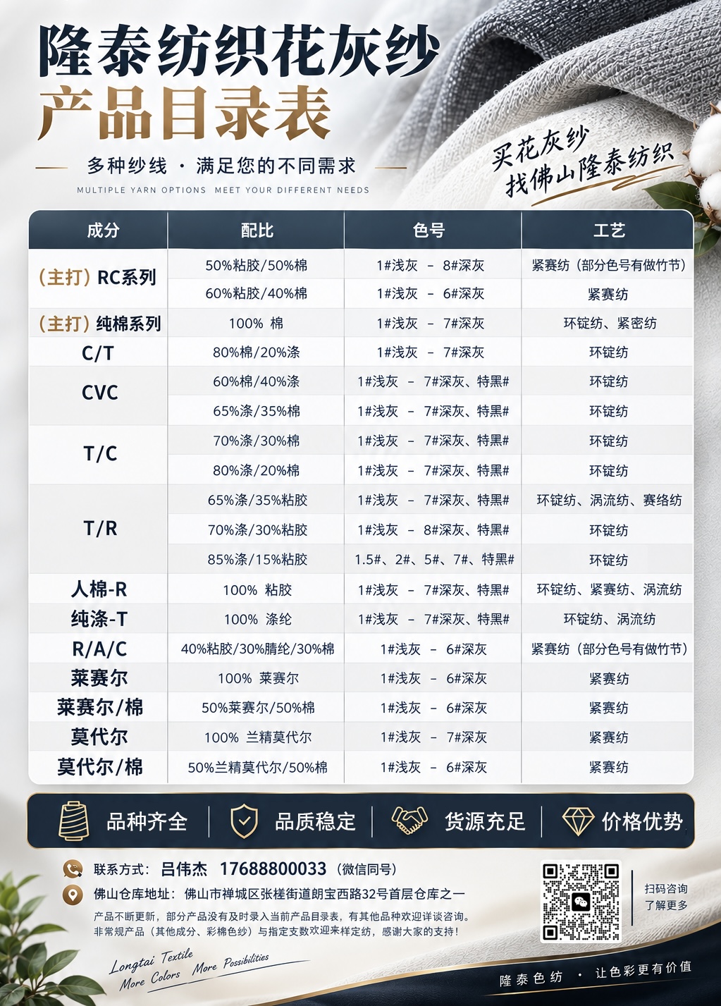 隆泰花灰色卡本